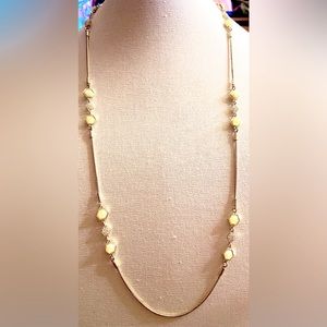 EUC ANN TAYLOR GOLD TONE WITH YELLOW AND CRYSTALS